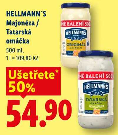 HELLMANN'S Majonéza/Tatarská omáčka, 500 ml