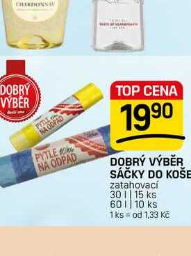 DOBRÝ VÝBĚR SÁČKY DO KOŠE zatahovací 30l, 15 ks
