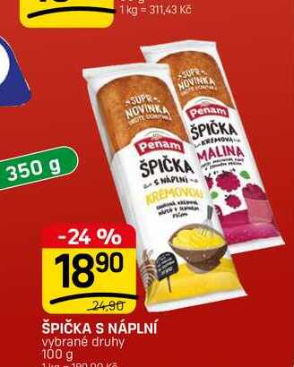 ŠPIČKA S NÁPLNÍ vybrané druhy 100 g