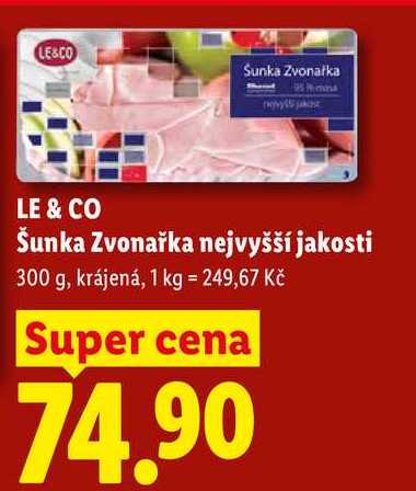 LE & CO Šunka Zvonařka nejvyšší jakosti, 300 g