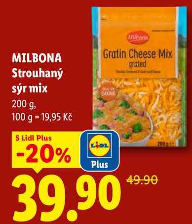 MILBONA Strouhaný sýr mix, 200 g