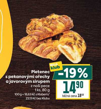 Pletenec s pekanovými ořechy a javorovým sirupem z naší pece 1ks, 80 g 