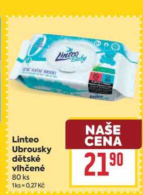 Linteo Ubrousky dětské vlhčené 80 ks