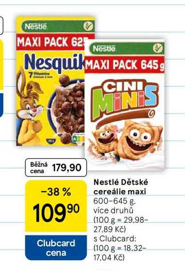 Nestlé Dětské cereálie maxi, 600-645 g