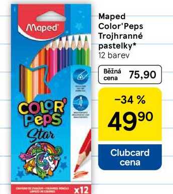 Maped Color'Peps Trojhranné pastelky, 12 barev