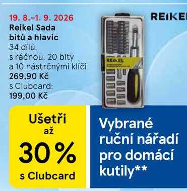 Reikel Sada bitů a hlavic, 34 dílů, s ráčnou, 20 bity a 10 nástrčnými klíči