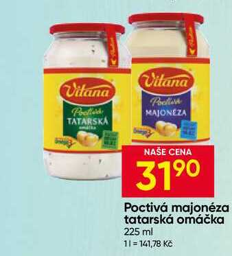 Vitana Poctivá tatarská omáčka, majonéza 225ml, vybrané druhy