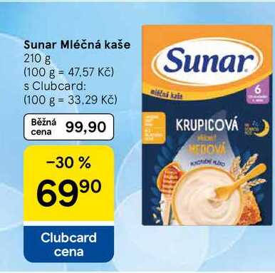 Sunar Mléčná kaše, 210 g