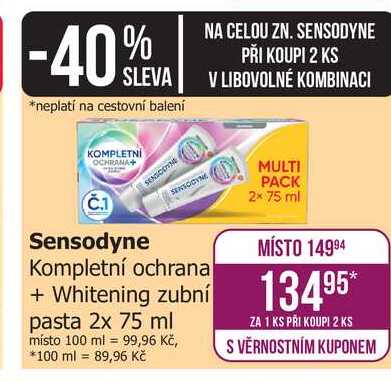 Sensodyne Whitening zubní pasta 2x 75 ml