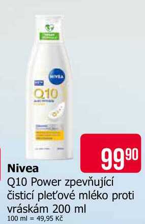 Nivea Q10 Power zpevňující čisticí pleťové mléko proti vráskám 200 ml 