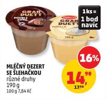 MLÉČNÝ DEZERT SE ŠLEHAČKOU různé druhy, 190 g