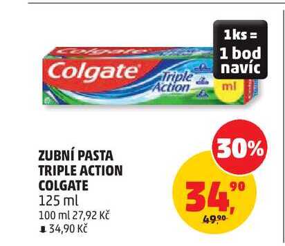 ZUBNÍ PASTA TRIPLE ACTION COLGATE, 125 ml