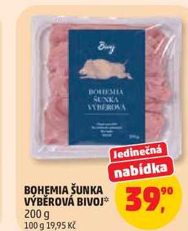 BOHEMIA ŠUNKA VÝBĚROVÁ BIVOJ, 200 g 
