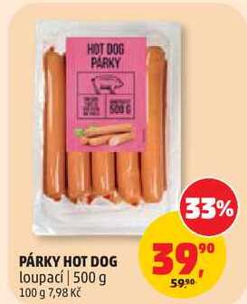 PÁRKY HOT DOG loupací, 500 g