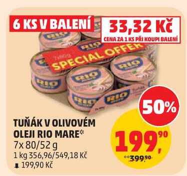 TUŇÁK V OLIVOVÉM OLEJI RIO MARE, 7x 80/52 g 
