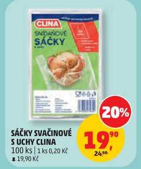 SÁČKY SVAČINOVÉ S UCHY CLINA, 100 ks