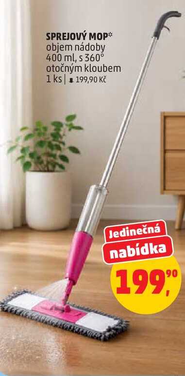 SPREJOVÝ MOP objem nádoby 400 ml, s 360° otočným kloubem, 1 ks  