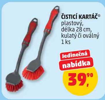 ČISTICÍ KARTÁČ plastový, délka 28 cm, kulatý či oválný, 1 ks 