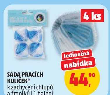 SADA PRACÍCH KULIČEK k zachycení chlupů a žmoĺků, 1 balení