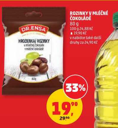 ROZINKY V MLÉČNÉ ČOKOLÁDĚ, 80 g 