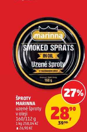 ŠPROTY MARINNA uzené šproty v oleji, 160/112 g