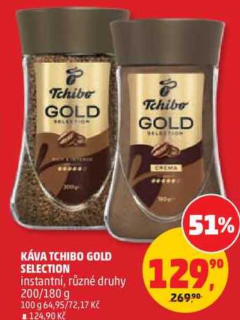 KÁVA TCHIBO GOLD SELECTION instantní, různé druhy, 200/180 g