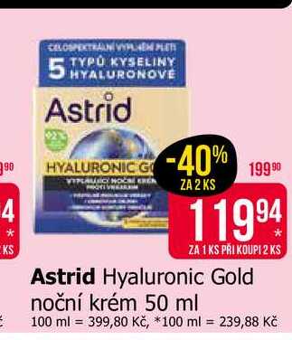 Astrid Hyaluronic Gold noční krém 50 ml 