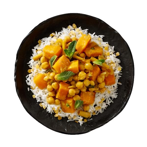 Authentic Dýňové kari s cizrnou, s basmati rýží a červenou čočkou
