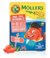 Möller’s Omega-3 Želé rybičky Malina, 45 tbl