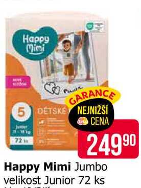 Happy Mimi Jumbo velikost Junior 72 ks 