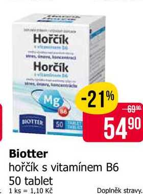 Biotter hořčík s vitamínem B6 50 tablet
