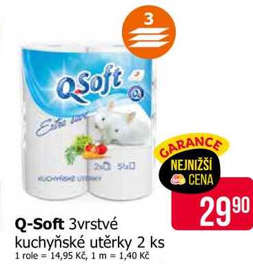 Q-Soft 3vrstvé kuchyňské utěrky 2 ks 