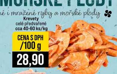 Krevety celé předvařené cca 40-60 ks 100g