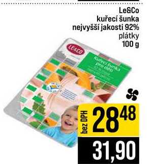 Le&Co kuřecí šunka nejvyšší jakosti 92% plátky 100 g