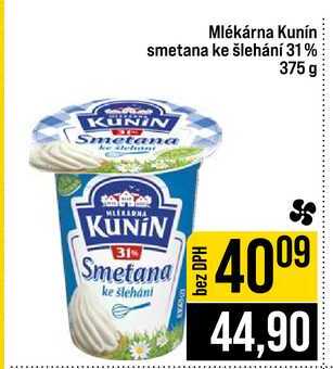 Mlékárna Kunín smetana ke šlehání 31% 375 g