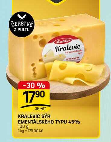 KRALEVIC SÝR EMENTÁLSKÉHO TYPU 45% 100 g