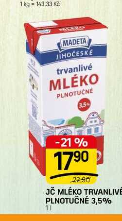 JČ MLÉKO TRVANLIVE PLNOTUČNÉ 3,5% 11 