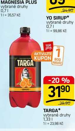 TARGA* 39,90 vybrané druhy 1,33l