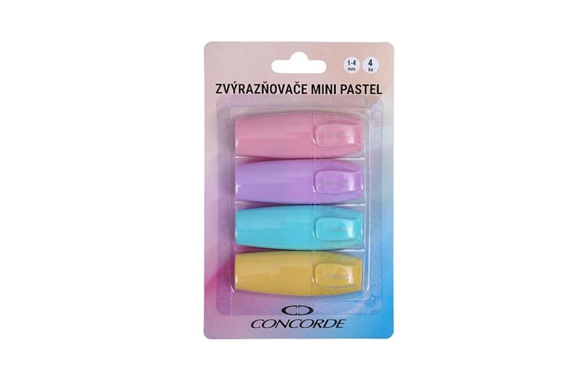 Sada zvýrazňovačů Concorde Mini Pastel, 4 KS