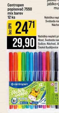 Centropen popisovač 7550 mix barev 12 ks