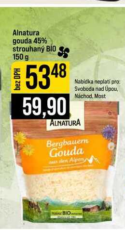 Alnatura gouda 45% strouhaný BIO 150 g
