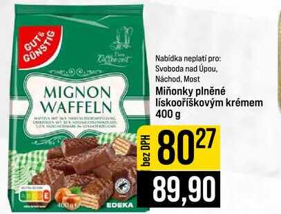 Miňonky plněné lískooříškovým krémem 400 g