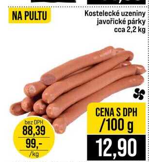 Kostelecké uzeniny javořické párky cca 2,2 kg 