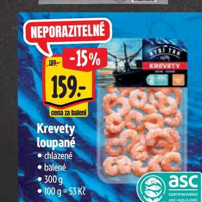 Krevety loupané chlazené balené 300 g