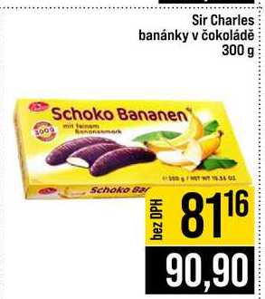 Sir Charles banánky v čokoládě 300 g