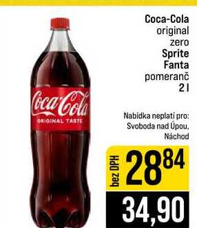 Coca-Cola original zero Sprite Fanta pomeranč 2l