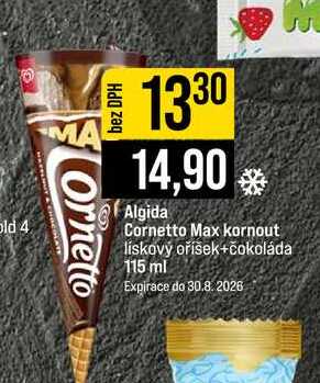 Algida Cornetto Max kornout lískový oříšek+čokoláda 115 ml