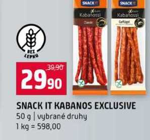 SNACK IT KABANOS EXCLUSIVE 50 g vybrané druhy