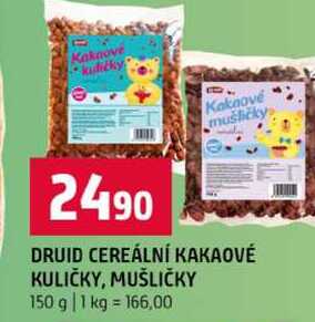 DRUID CEREÁLNÍ KAKAOVÉ KULIČKY, MUŠLIČKY 150 g