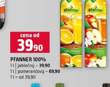 PFANNER 100% 1l jablečný 1l pomerančový